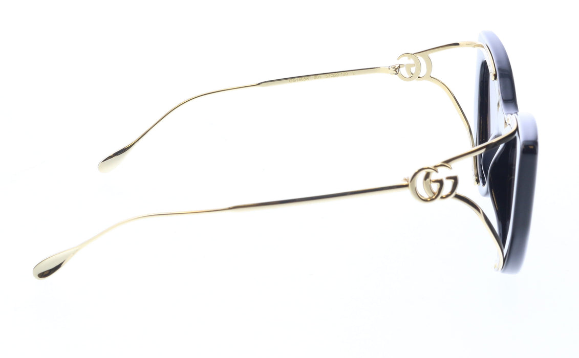 Gucci GG1565S-001  Black & Gold Cat-Eye Sunglasses with Grey Lenses