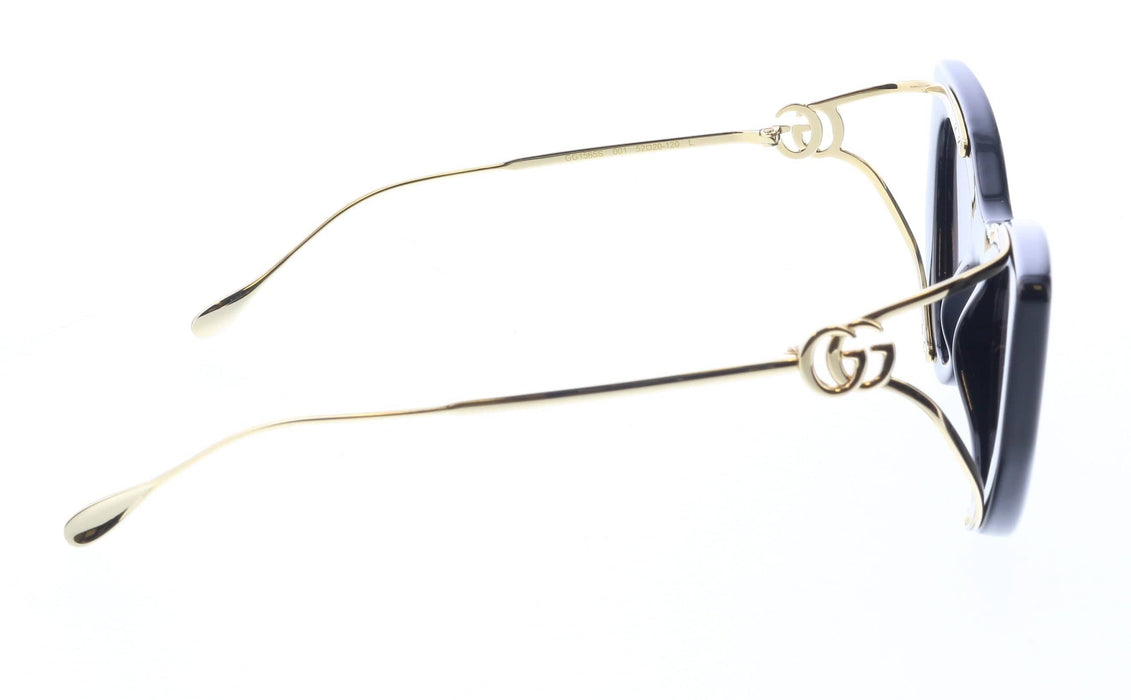 Gucci GG1565S-001  Black & Gold Cat-Eye Sunglasses with Grey Lenses