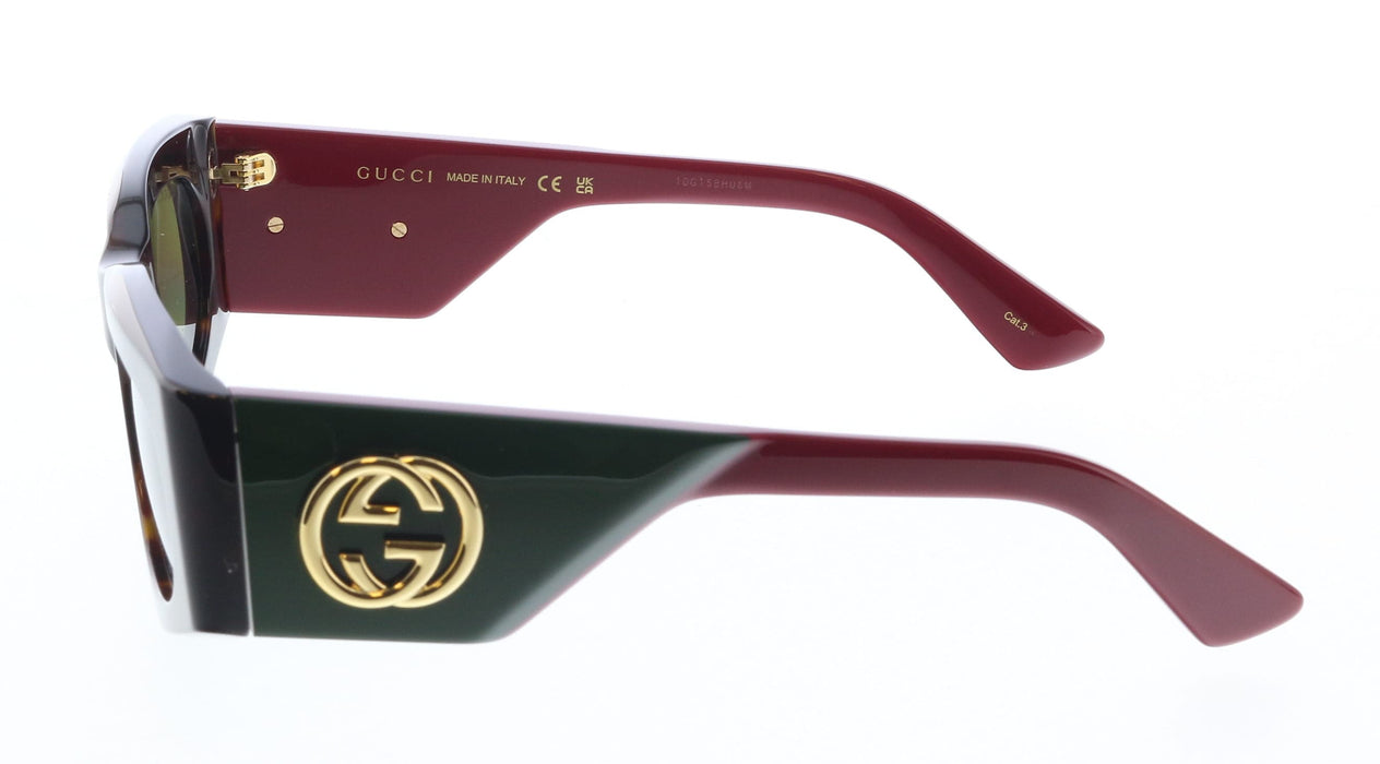 Gucci GG1664S-002 Havana & red square Ladies Sunglasses