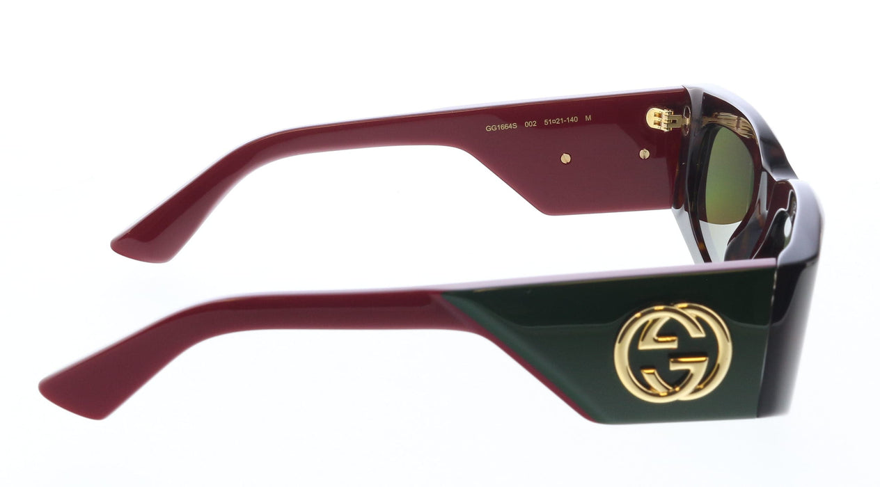 Gucci GG1664S-002 Havana & red square Ladies Sunglasses