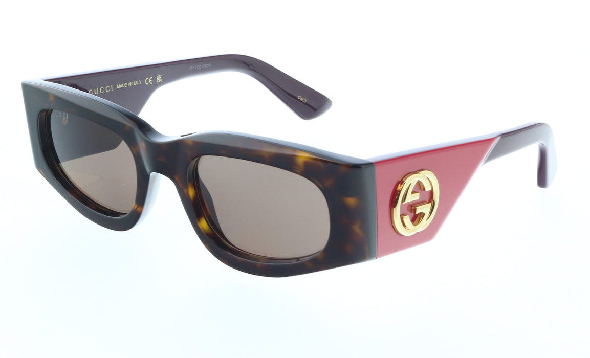 Gucci GG1664S-004 Havana&red square Ladies Sunglasses