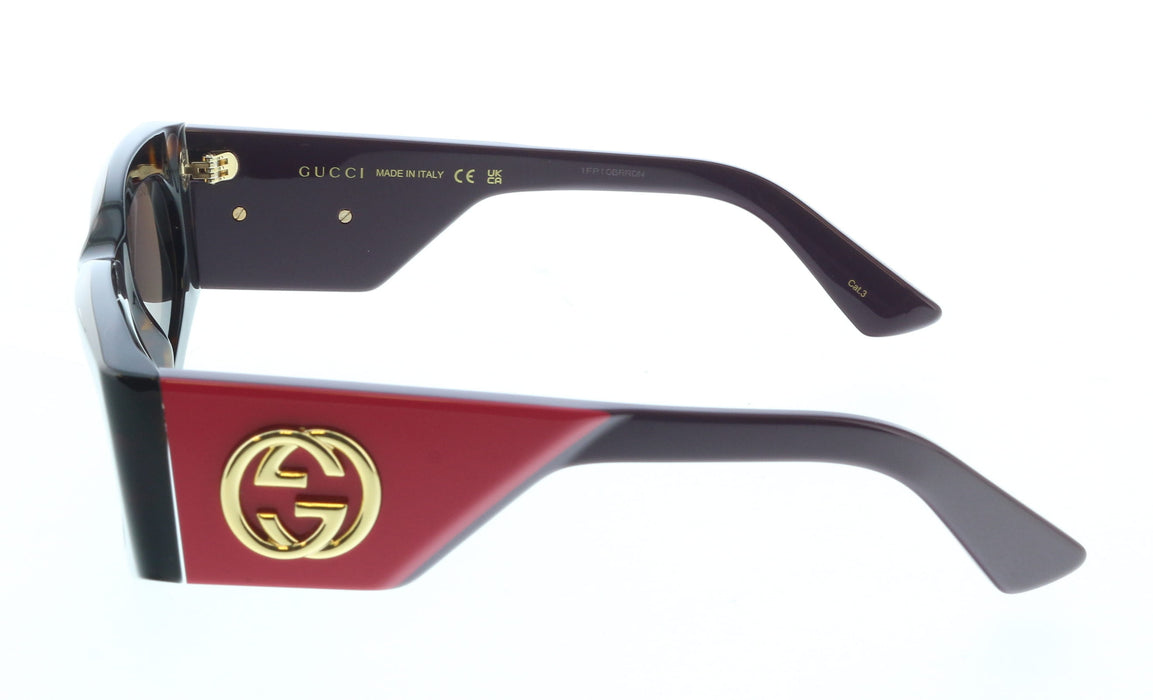 Gucci GG1664S-004 Havana&red square Ladies Sunglasses