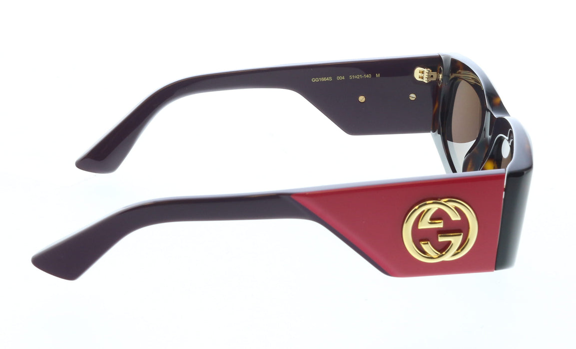 Gucci GG1664S-004 Havana&red square Ladies Sunglasses