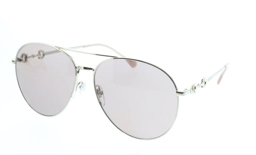 Gucci GG1698S-005  Silver Aviator Sunglasses with Light Brown Lenses
