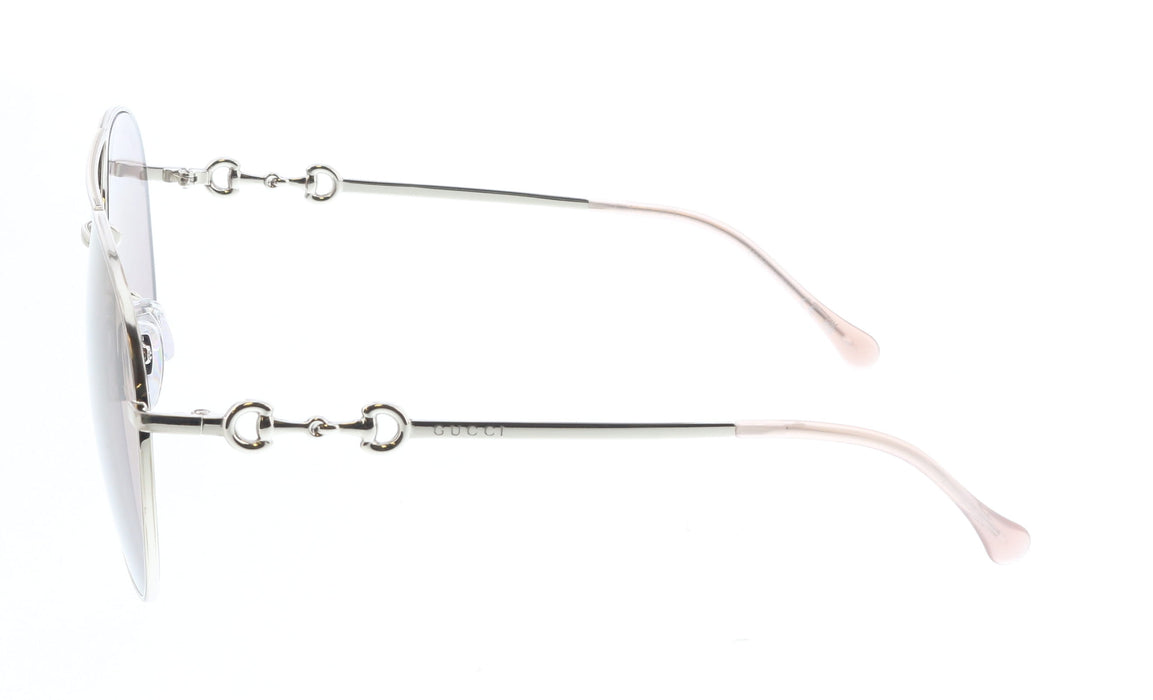 Gucci GG1698S-005  Silver Aviator Sunglasses with Light Brown Lenses