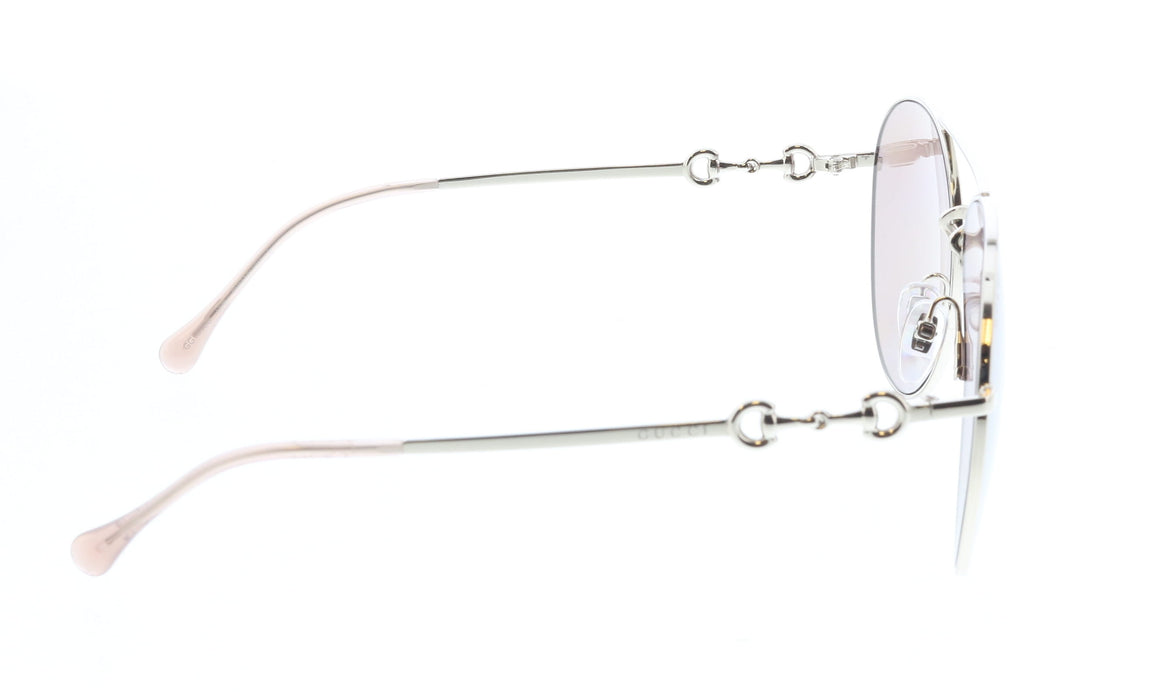 Gucci GG1698S-005  Silver Aviator Sunglasses with Light Brown Lenses