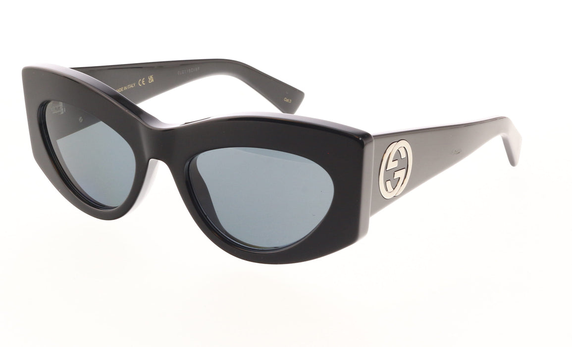 Gucci GG1843S-001  Glossy Black Oversized Cat-Eye Sunglasses