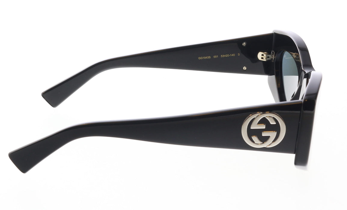 Gucci GG1843S-001  Glossy Black Oversized Cat-Eye Sunglasses