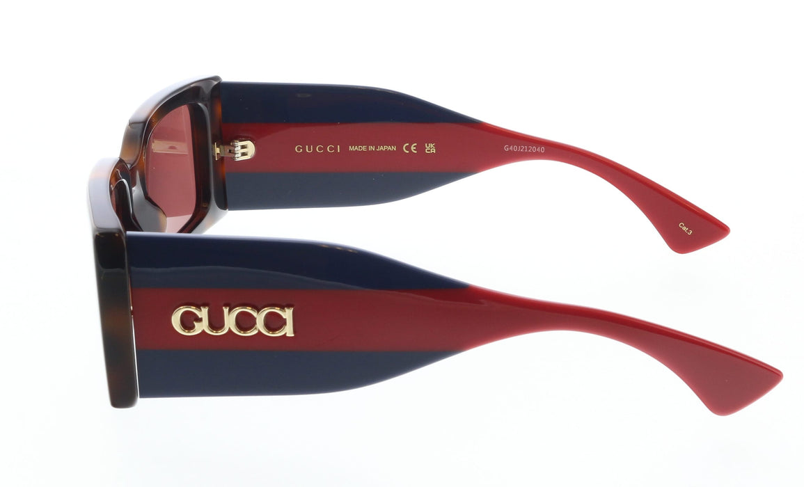 Gucci GG1860S-002 Havana, Blue & Red square Ladies Sunglasses