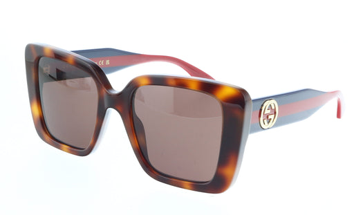 Gucci GG1861S-002 Havana, Blue & Red square Ladies Sunglasses