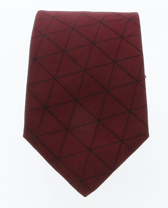 Emporio Armani Red Geometric 100% Silk Mens Tie