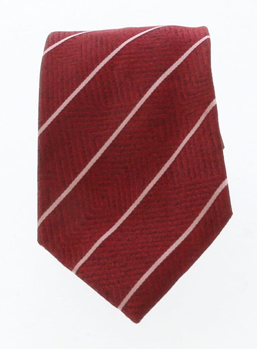 Emporio Armani Red Striped 100% Silk Mens Tie