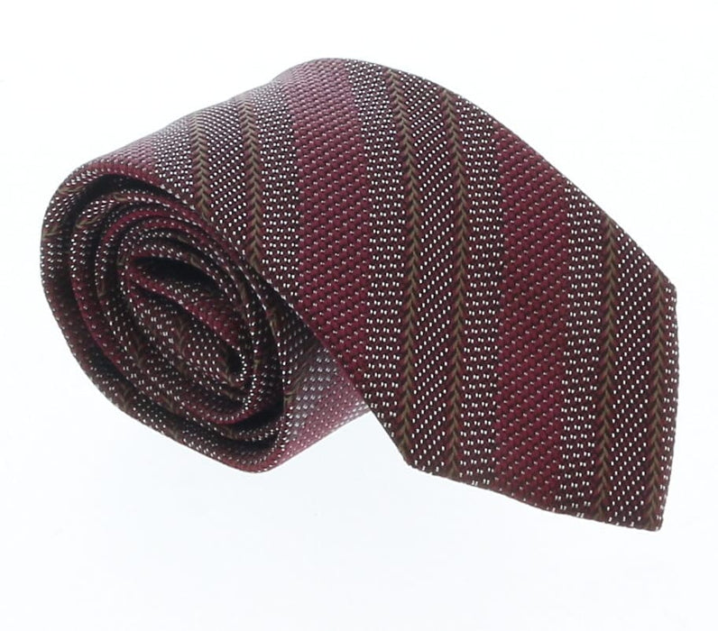 Emporio Armani Burgundy Regimental stripe 100% Silk Mens Tie