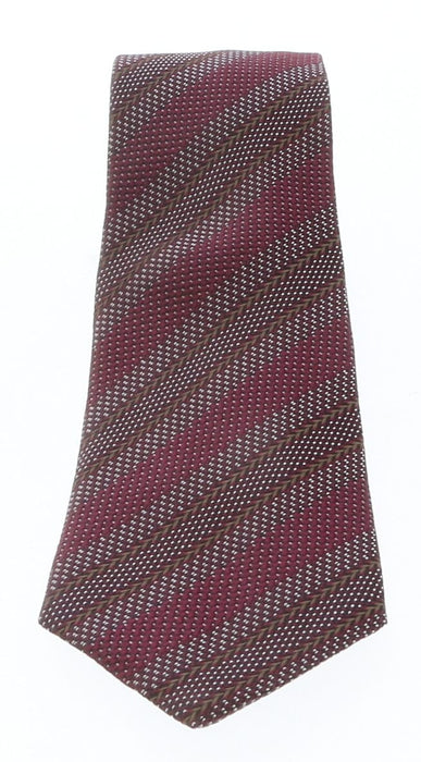 Emporio Armani Burgundy Regimental stripe 100% Silk Mens Tie