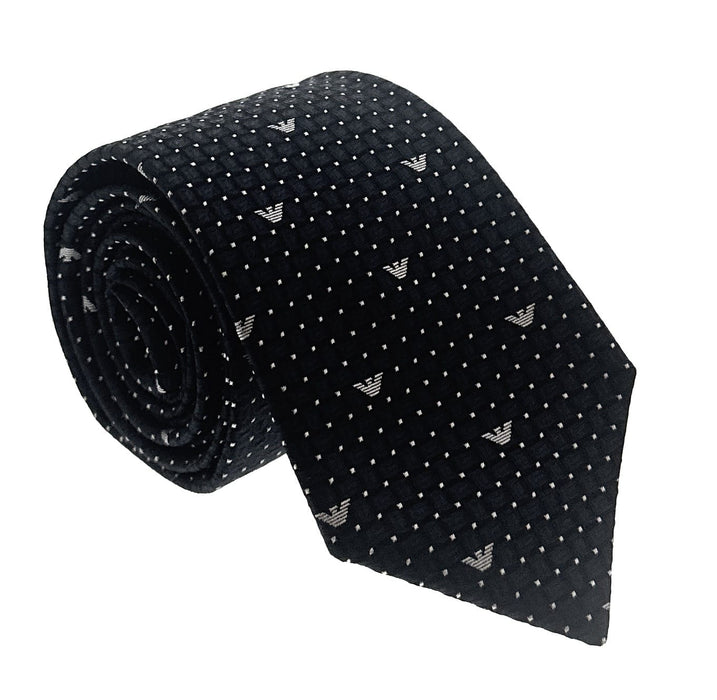 Emporio Armani Black armani logo 100% Silk Mens Tie