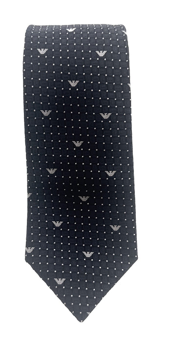 Emporio Armani Black armani logo 100% Silk Mens Tie