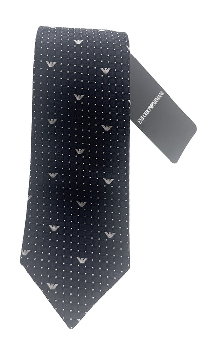 Emporio Armani Black armani logo 100% Silk Mens Tie