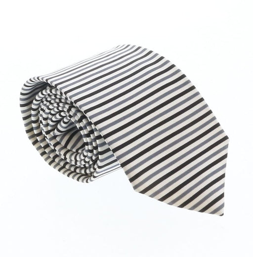 Emporio Armani White Striped 100% Silk Mens Tie