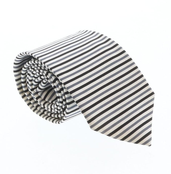 Emporio Armani White Striped 100% Silk Mens Tie