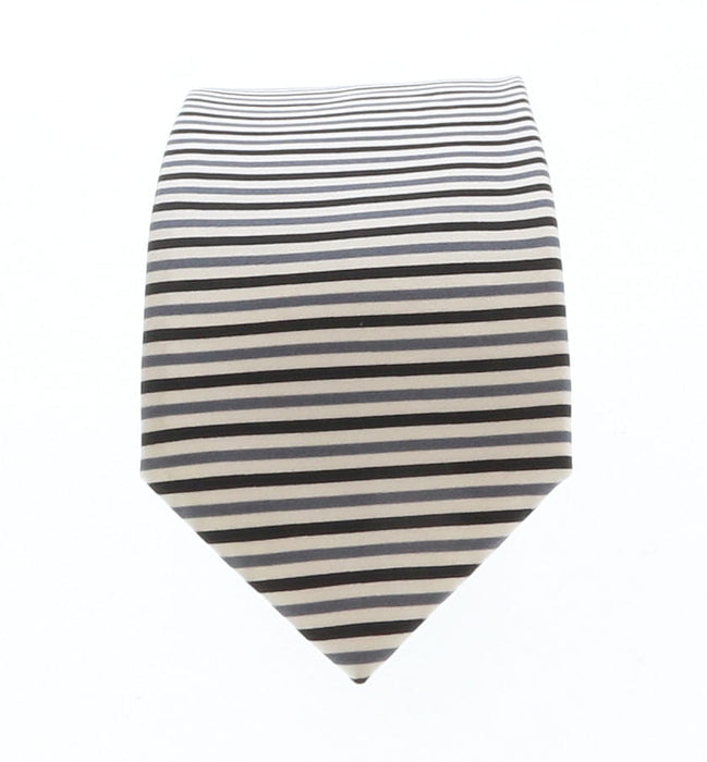Emporio Armani White Striped 100% Silk Mens Tie