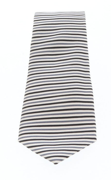 Emporio Armani White Striped 100% Silk Mens Tie
