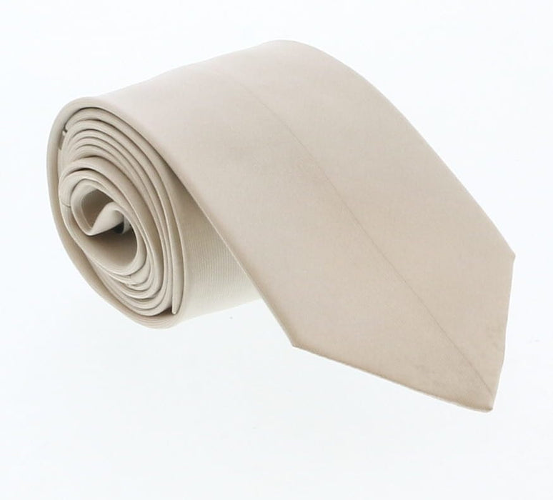 Emporio Armani Cream solid 100% Silk Mens Tie