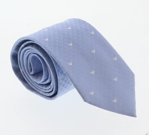 Emporio Armani Blue armani logo pattern 100% Silk Mens Tie