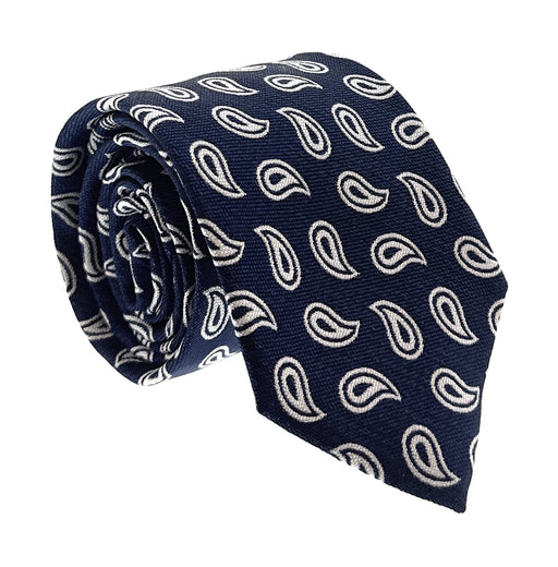 Emporio Armani Blue  tear-drop motifs in white 100% Silk Mens Tie