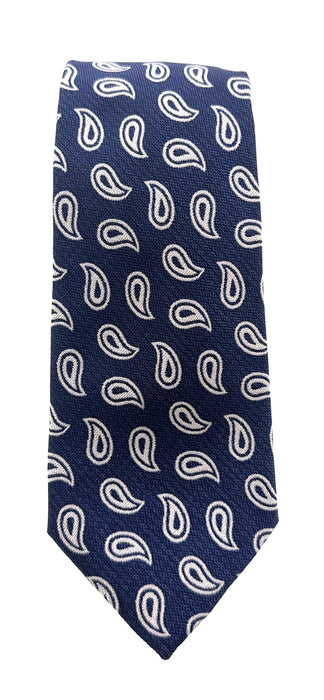 Emporio Armani Blue  tear-drop motifs in white 100% Silk Mens Tie