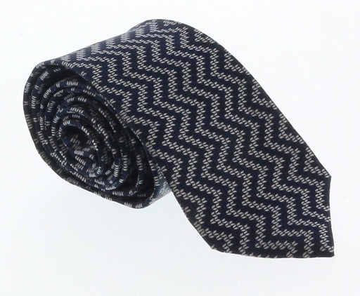 Emporio Armani Navy blue Silver herringbone 100% Silk Mens Tie