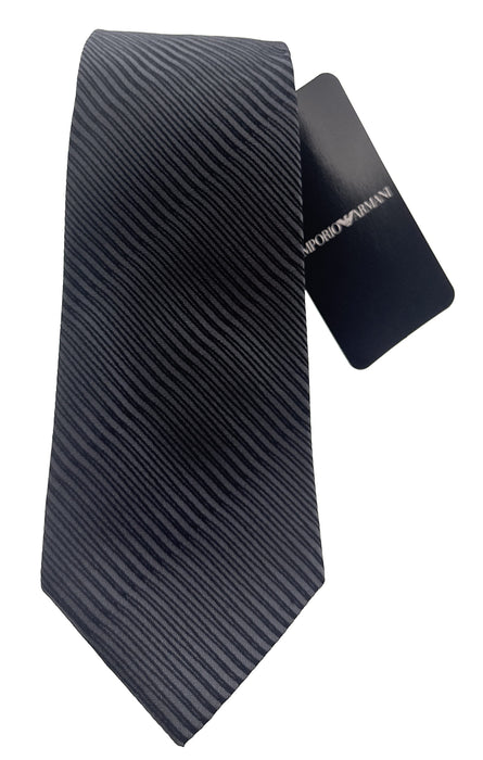 Emporio Armani Anthracite Stripeweave 100% Silk Mens Tie