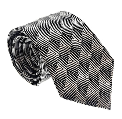 Emporio Armani Silver & Black Diamondweave pattern 100% Silk Mens Tie