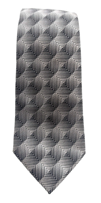 Emporio Armani Silver & Black Diamondweave pattern 100% Silk Mens Tie