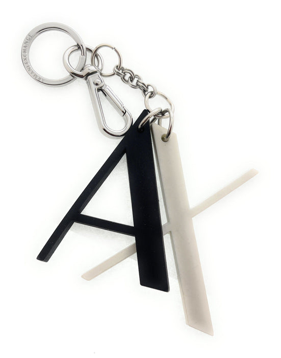 Armani Exchange White Black Rubber AX Letter Keyring