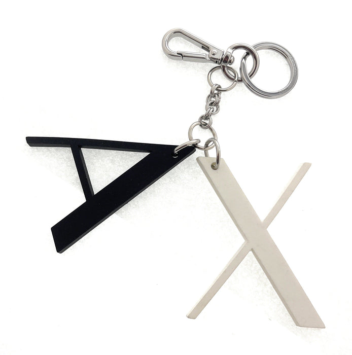 Armani Exchange White Black Rubber AX Letter Keyring