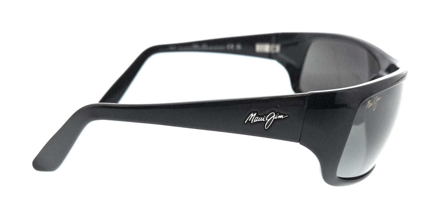Maui Jim MJ0202S001 Gloss Black WrapAround Polarized Sunglasses Neutral