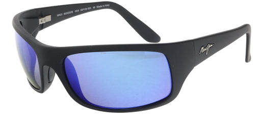 Maui Jim MJ0202S004 Polarized Blue Mirror Wrap Sunglasses Matte Black