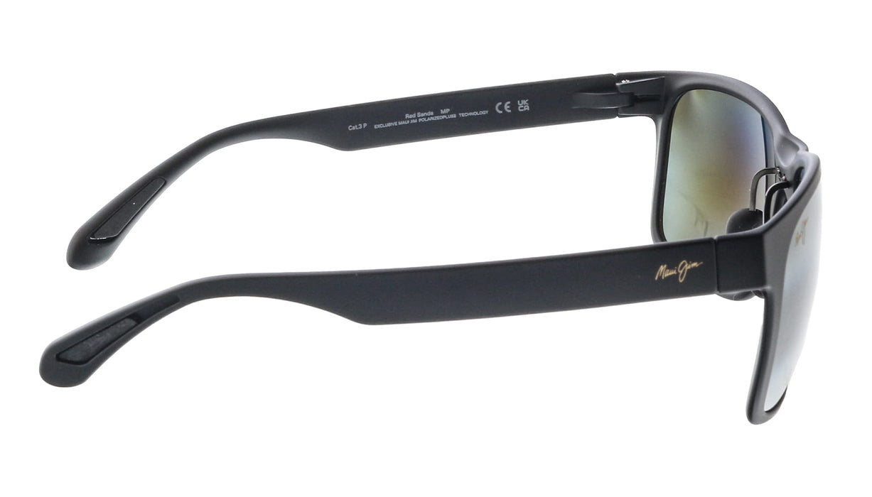 Maui Jim MJ0432S001 Red Sands Matte Black Wrap Polarized Sunglasses