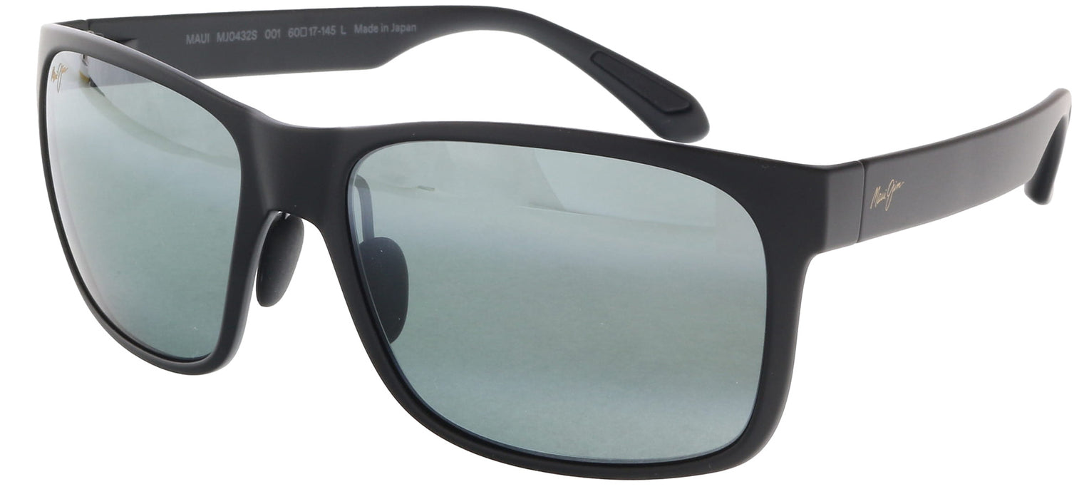 Maui Jim MJ0432S001 Red Sands Matte Black Wrap Polarized Sunglasses