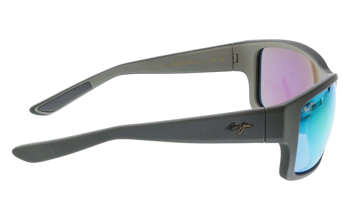 Maui Jim MJ0604S002 Sleek Matte Grey Frame Sunglasses Vibrant Green