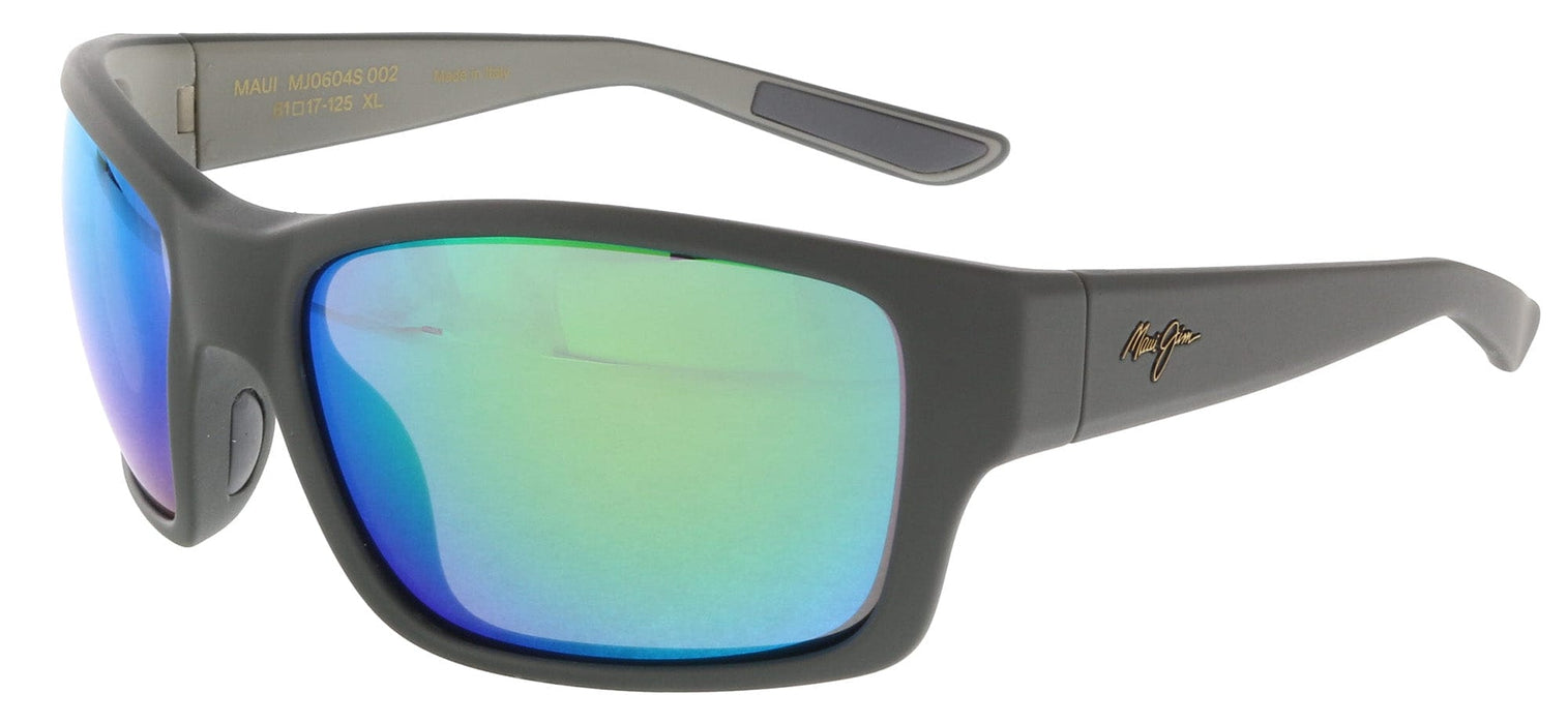 Maui Jim MJ0604S002 Sleek Matte Grey Frame Sunglasses Vibrant Green