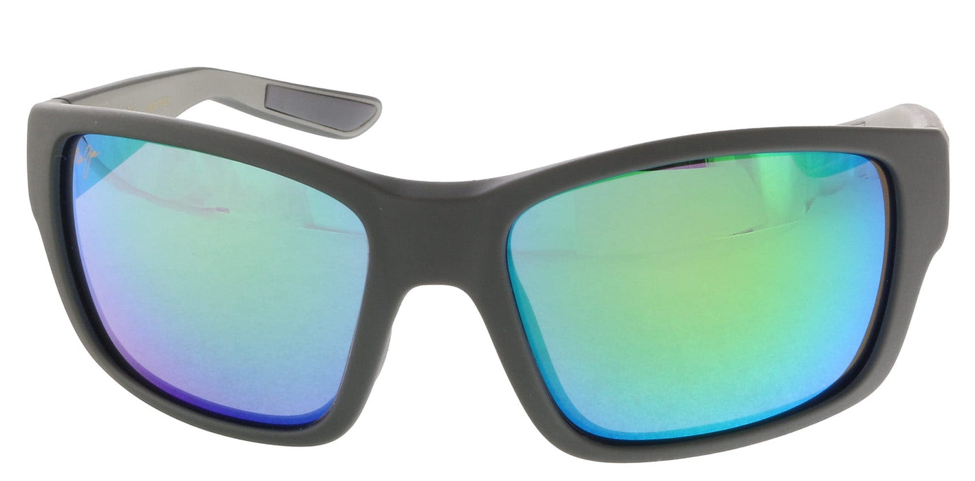 Maui Jim MJ0604S002 Sleek Matte Grey Frame Sunglasses Vibrant Green
