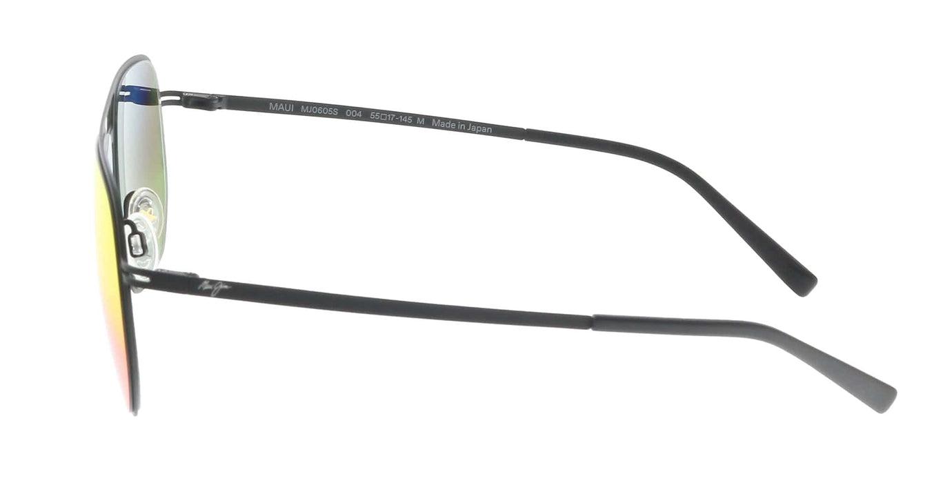 Maui Jim MJ0605S004 Red Mirror Aviator Sunglasses Sleek Black Frame Bold