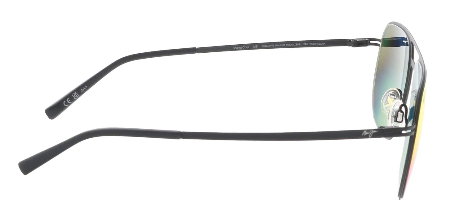 Maui Jim MJ0605S004 Red Mirror Aviator Sunglasses Sleek Black Frame Bold