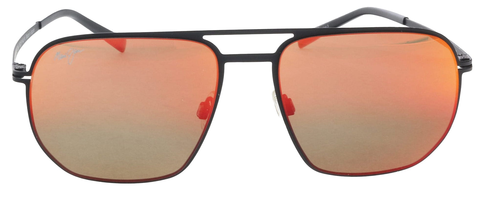 Maui Jim MJ0605S004 Red Mirror Aviator Sunglasses Sleek Black Frame Bold