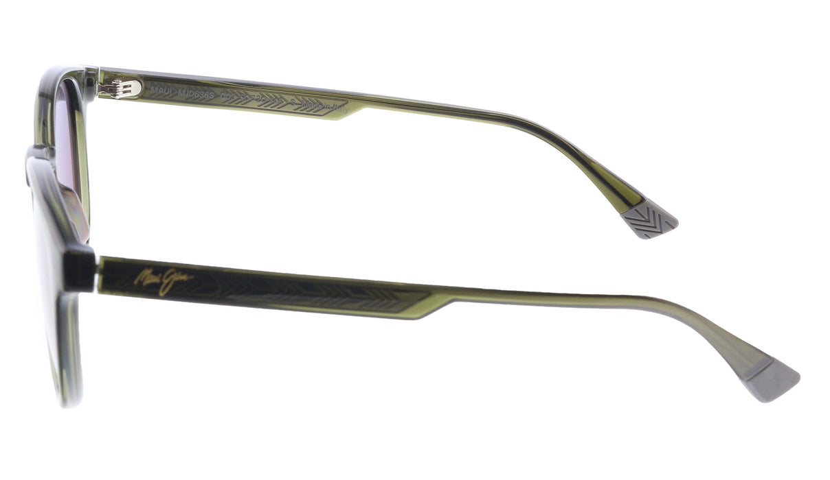 Maui Jim MJ0636S003 Round Polarized Sunglasses Translucent Green Frame