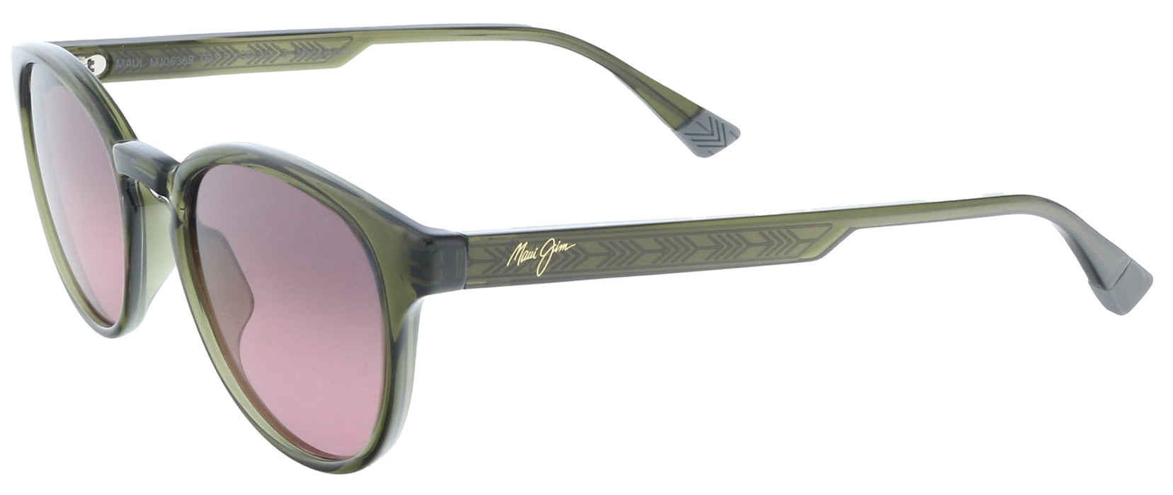 Maui Jim MJ0636S003 Round Polarized Sunglasses Translucent Green Frame