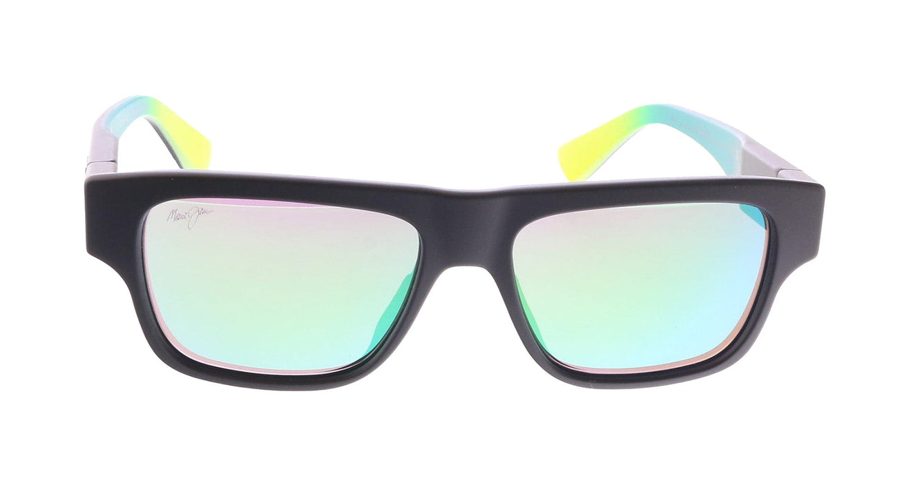 Maui Jim MJ0638S004 Rectangle Polarized Sunglasses Matte Black Frame