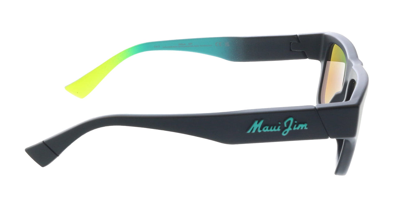 Maui Jim MJ0638S004 Rectangle Polarized Sunglasses Matte Black Frame