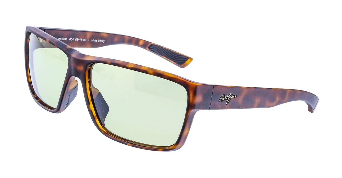 Maui Jim MJ0661S004 Matte Dark Havana Wrap Sunglasses Green Polarized
